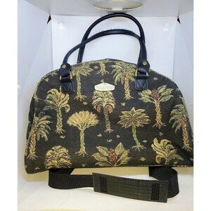 Vintage Ricardo Beverly Hills Palm Tree Tapestry Shoulder Overnight Bag Luggage